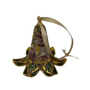 Cloisonné Enamel Brass Trumpet Flower Bell Clapper Collect Christmas Ornament